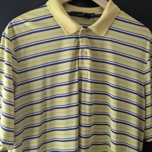 RLX Ralph Lauren Yellow Striped Golf Performance Polo Shirt Short Sleeve Sz XL